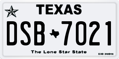 TX license plate DSB7021