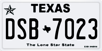TX license plate DSB7023