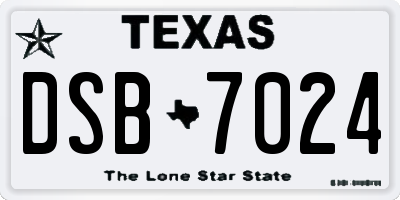 TX license plate DSB7024