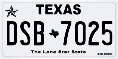 TX license plate DSB7025