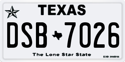 TX license plate DSB7026