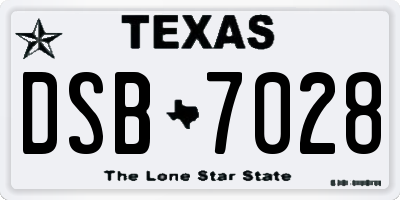 TX license plate DSB7028