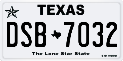 TX license plate DSB7032