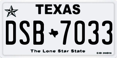 TX license plate DSB7033