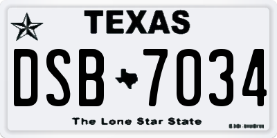 TX license plate DSB7034