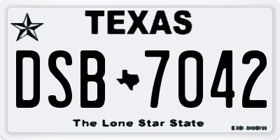 TX license plate DSB7042