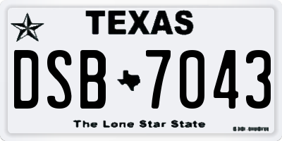 TX license plate DSB7043