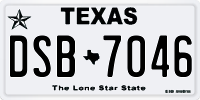 TX license plate DSB7046