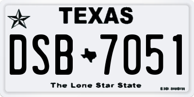 TX license plate DSB7051