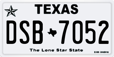 TX license plate DSB7052