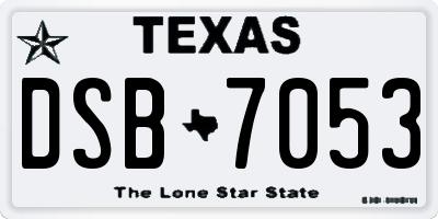 TX license plate DSB7053