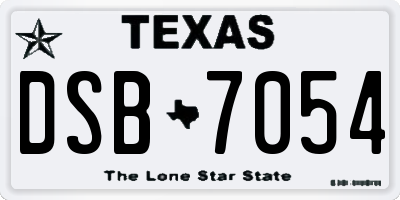 TX license plate DSB7054