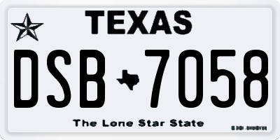 TX license plate DSB7058