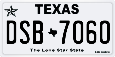 TX license plate DSB7060