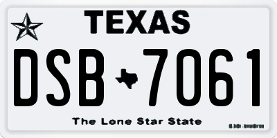 TX license plate DSB7061