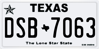 TX license plate DSB7063