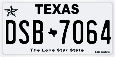 TX license plate DSB7064