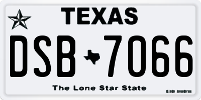 TX license plate DSB7066