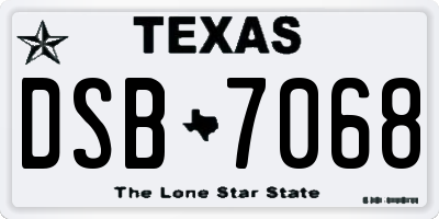 TX license plate DSB7068