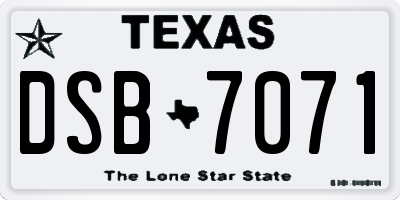TX license plate DSB7071
