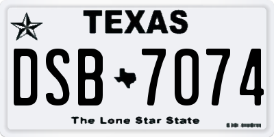 TX license plate DSB7074
