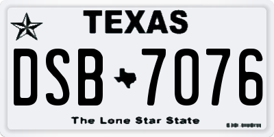 TX license plate DSB7076