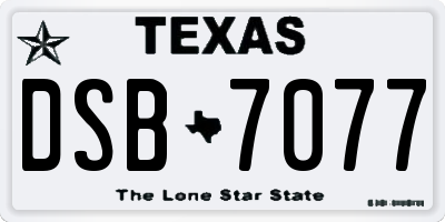 TX license plate DSB7077