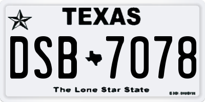 TX license plate DSB7078