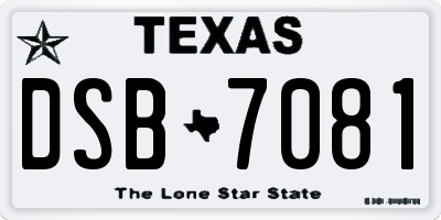 TX license plate DSB7081