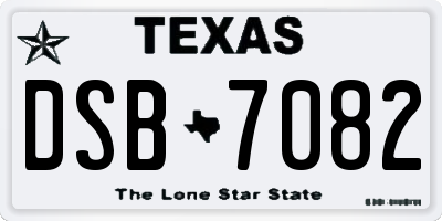 TX license plate DSB7082