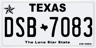 TX license plate DSB7083