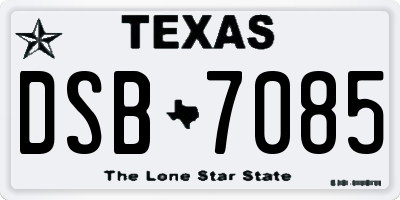 TX license plate DSB7085