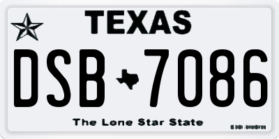 TX license plate DSB7086
