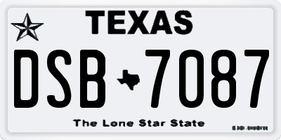 TX license plate DSB7087