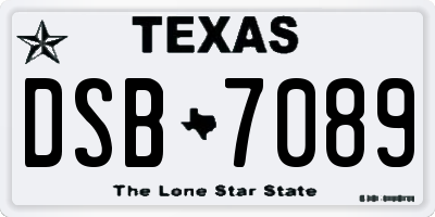 TX license plate DSB7089