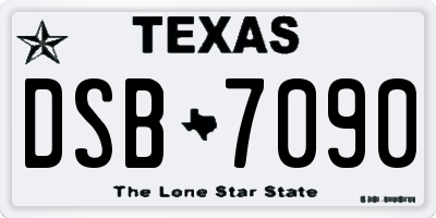 TX license plate DSB7090