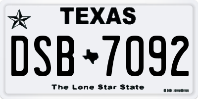 TX license plate DSB7092