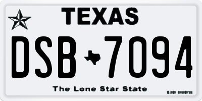 TX license plate DSB7094