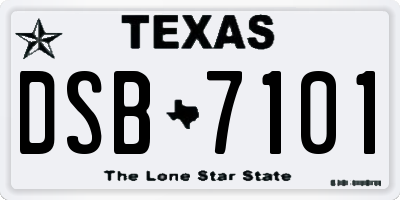 TX license plate DSB7101