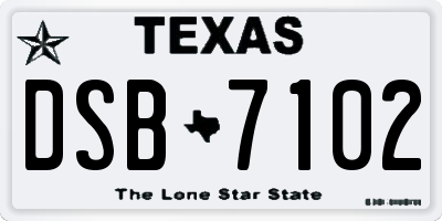TX license plate DSB7102