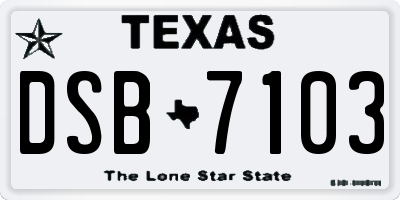 TX license plate DSB7103