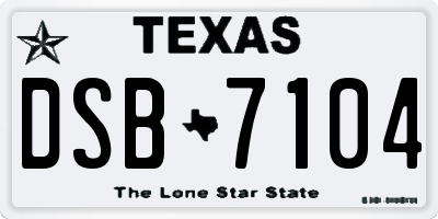 TX license plate DSB7104