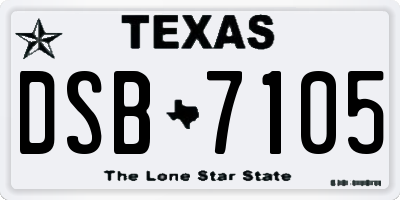 TX license plate DSB7105