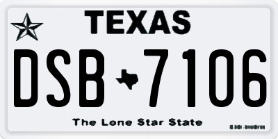 TX license plate DSB7106