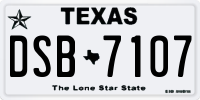 TX license plate DSB7107