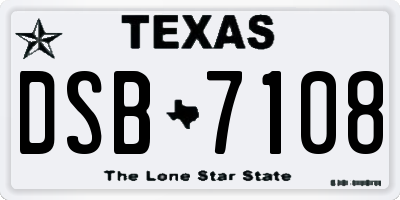 TX license plate DSB7108