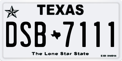 TX license plate DSB7111