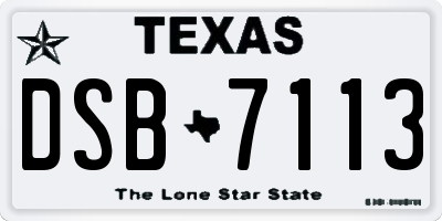 TX license plate DSB7113