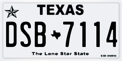 TX license plate DSB7114
