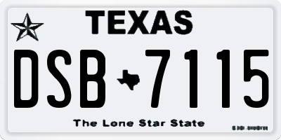 TX license plate DSB7115